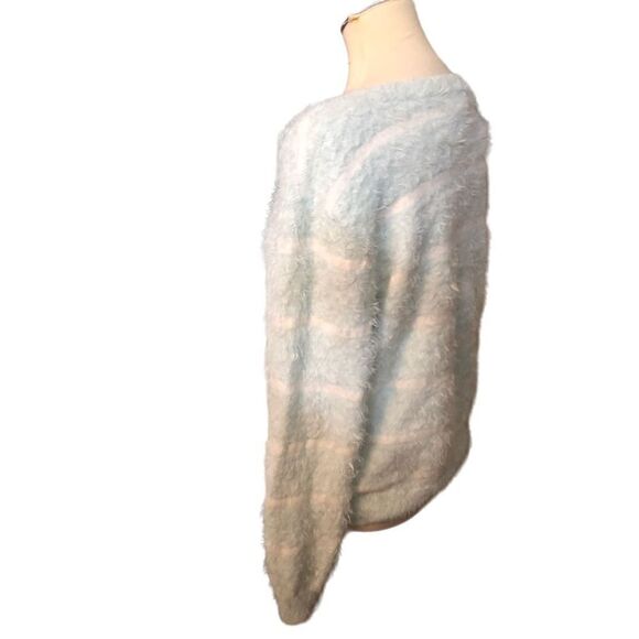 CeCe eyelash light blue/green and white striped long sleeve sweater Size L - Picture 5 of 12
